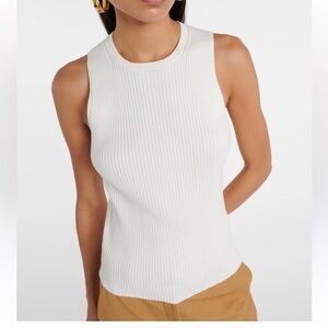NEW Vince Ribbed Knit Cotton Sleeveless Top sze XS Off White